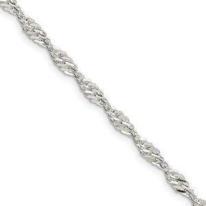 3.5mm, Sterling Silver Singapore Chain Necklace, 24 Inch